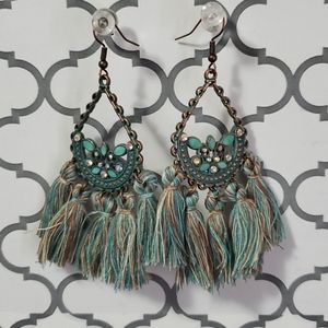 Antiqued cooper and real earrings